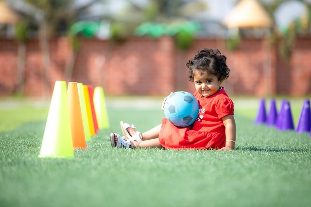 child, girl, play, ball, game, cute, kid, young, childhood, football, field, portrait, indian